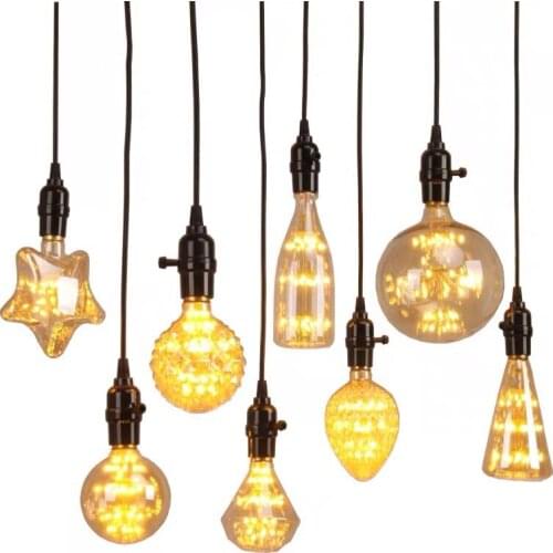 RGB Yellow LED Edison Light Bulb E27 220V Amber Clear Glass Retro Vintage Edison Bulbs Incandescent Ampoule Edison Lamp Light