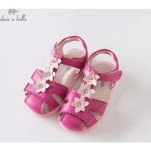 DB12910 Dave Bella summer baby girls fashion sandals new born infant shoes sandals floral appliques shoes