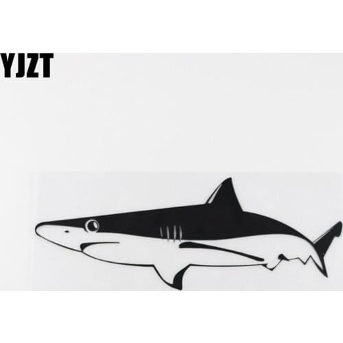YJZT 16.7CMX6.3CM Art Decor Sea Life Shark Fish Vinyl Car Sticker Black /Silver 13C-0247