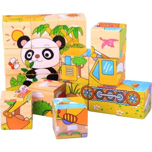 Kids Favorite!!Wooden 3D Jigsaw Puzzle 6 Pictures Children Early Education Toys Birthday Gifts