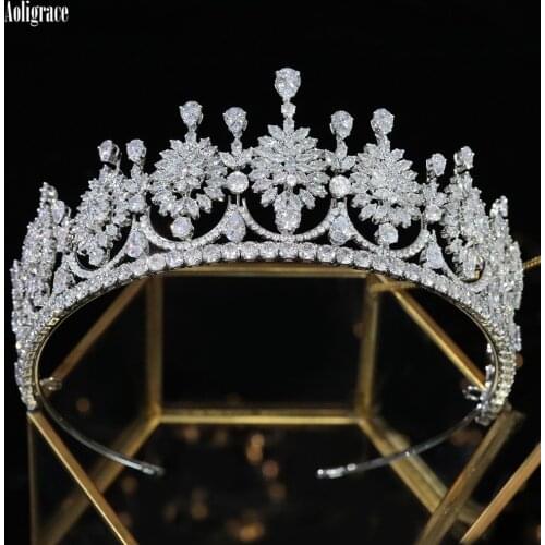 Full Cubic Zirconia CZ Wedding Bridal Tiaras for Bride Queen Pageant Quinceanera Crown Party Headpieces Women Hair Accessories