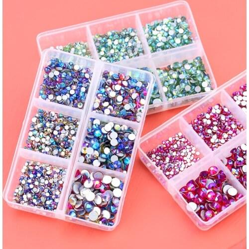 Nail Art Rhinestones Mix Sizes Colorful Crystal AB Glass Diamond Stone For Nails Accessories 3D Nail Decorations Gems