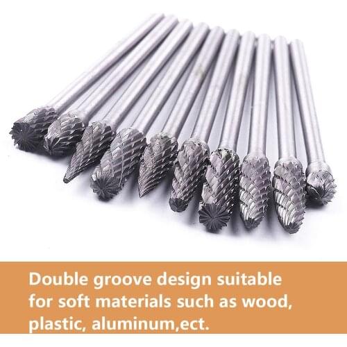 Hot Sale High Quality New 10Pcs/pack 10 Size 2.35mm*4mm*36mm Tungsten Carbide Rotary Burr Cutter Tungsten Steel Universal Tools