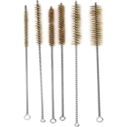 HHO-6 Pcs Brass Tube Cleaning Brush Wire Brush Set Cleaning Polishing Tool Brass Wire Brush Set For Pipe Tube Cylinder Bores Cle