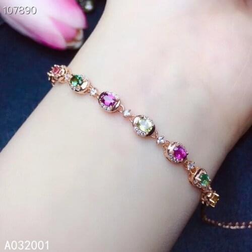 KJJEAXCMY fine jewelry natural Tourmaline 925 sterling silver new women gemstone hand bracelet support test luxury hot selling