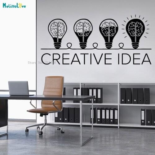 Bulb Combination Vinyl Wall Decal Lettering Creative Office Idea Brain Light Bulbs Stickers Removable Art Murals YT4132