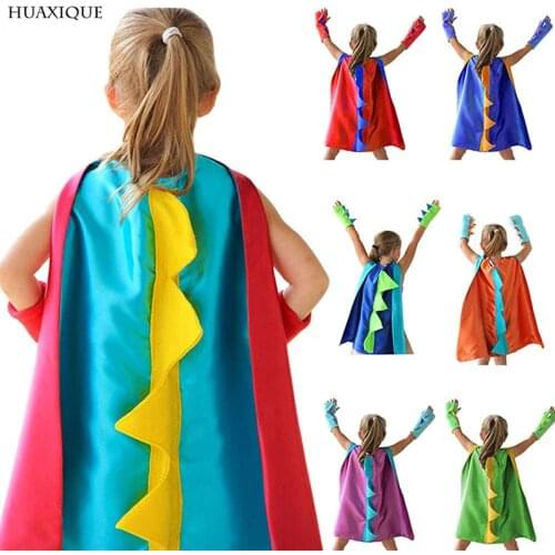 Childrens Dinosaur Cloak Gloves Set Cartoon Dinosaur Clock Children Birthday Decoration Clothing Baby Shower Party Supplies