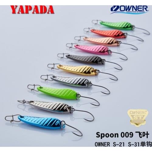 YAPADA Spoon 009 Fly Leaf 5g/7g OWNER Single Hook Multicolor 24-28mm Zinc alloy Metal Spoon Fishing Lures Trout