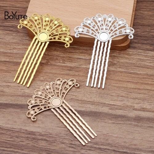 BoYuTe (10 Pieces/Lot) 55*72MM 5 Teeth Metal Brass Hair Comb Materials Diy Handmade Hair Accessories