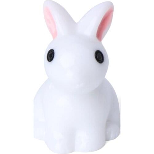 Miniature Fairy Garden Ornament White Rabbit Resin Figurine Craft Plant Pot Fairy DIY Decor Accessories for DIY Dollhouse