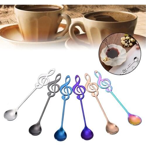 Fashion Colorful Music Note Stirring Spoon Stainless Steel Mixing Spoon Scoop Musical Note Handle For Drink Coffee Tea Mixing