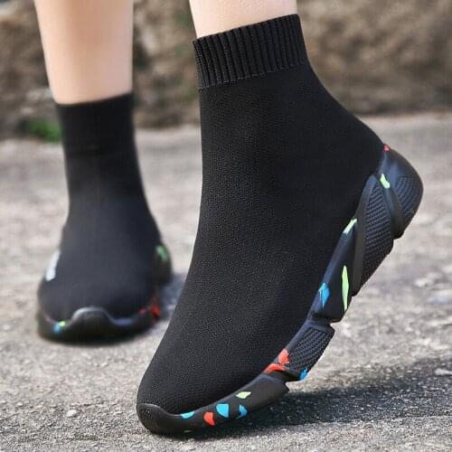 BomKinta Brand High Top Men Sock Shoes Slip On Comfortable Casual Shoes Men Fashion Stretch Mans Footwear Non-Slip Sneakers Men