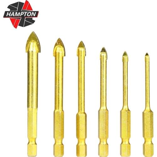5/6/7pcs Glass Drill Bit Set 3-12mm 1/4" Hex Shank Carbide Tipped Ceramic Tile Cutter Power Hand Tools Set