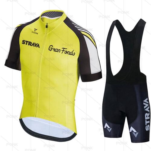 2021 New STRAVA Cycling Jersey Bib Set MTB Bike Short Sleeve Sets Men Cycling Jersey Summer Breathable Cycling Clothing Sets