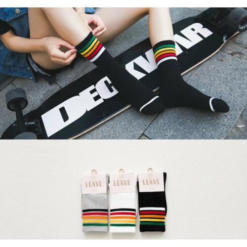 New Korean Style Women Girl Cotton Fashion Sport Striped Socks Hosiery Casual Socks