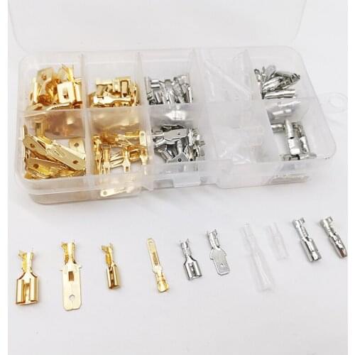 150pcs 2.8mm 4.8mm 6.3mm Female Male Spade Crimp Terminals Connector Insulating Seal Electrical Wire Connectors Sleeve Kit