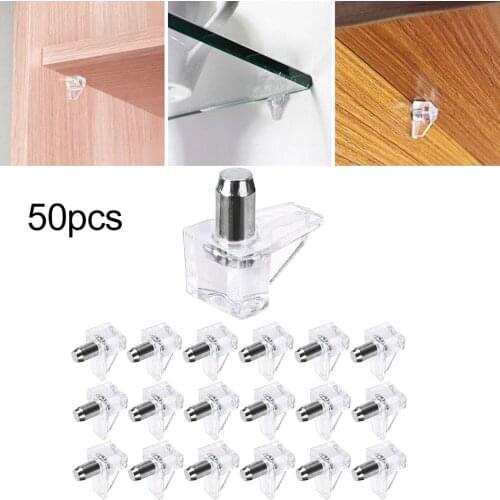 50pc 11 X 17mm Plastic/iron Clear Kitchen Cabinet Shelf Supports Pegs / Studs With Metal Pin High Quality