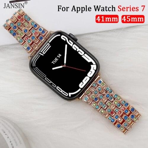 Colorful Diamond Watch Strap For Apple Watch Band 38mm 42mm 6 5 4 3 2 1 SE Bracelet Bling Strap for iWatch 44mm 40mm Women Bands