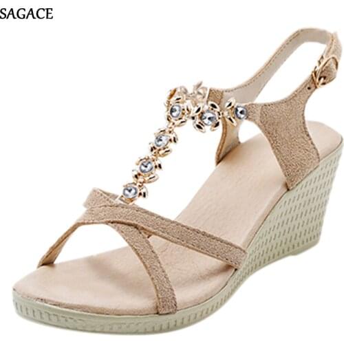 SAGACE Womens Open Toe Breathable Wedges Thick Bottom Posmia Style Shoes Roman Sandals Summer Shoes 2020 Beach Vintage Sandalias