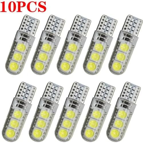 Silicone W5W LED Bulb 5W5 12V 7000K 6 SMD T10 LED Car Interior Dome Reading Light Auto Wedge Side License Plate Lamp White 194