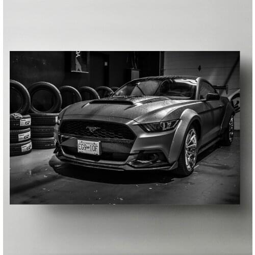Modern Art Decorative Paintings Fords Mustang Widebody Tuning muscle Car Black and white Wall Picture Canvas Posters and Prints