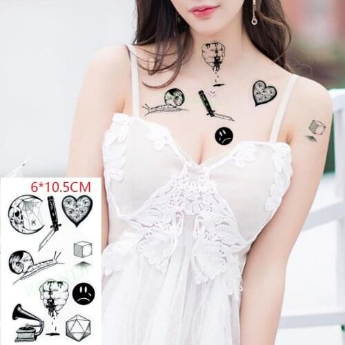 Waterproof Temporary Tattoo Sticker Heart Love Knife Snails Gothic Sexy Body Art Flash Tattoo Fake Tattoo for Women Men