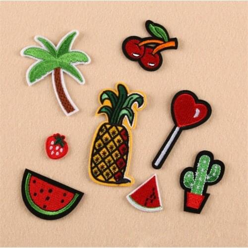 1 set Package Embroidery Iron On Patches Sewn Applique Cute Logo Food Uniform DIY Embroidered Patch Clothes AC889