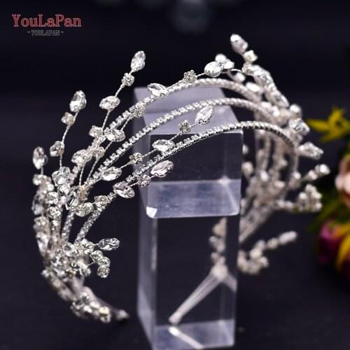 YouLaPan HP381 Luxury Rhinestone Tiaras and Crowns Bridal Hair Hoop Silver Color Metal Headband Wedding Accessories for Bride