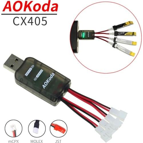 2pcs High Quality AOKoda CX405 4CH Micro USB Battery Charger For 1S Lipo LiHV Battery For RC Helicopter