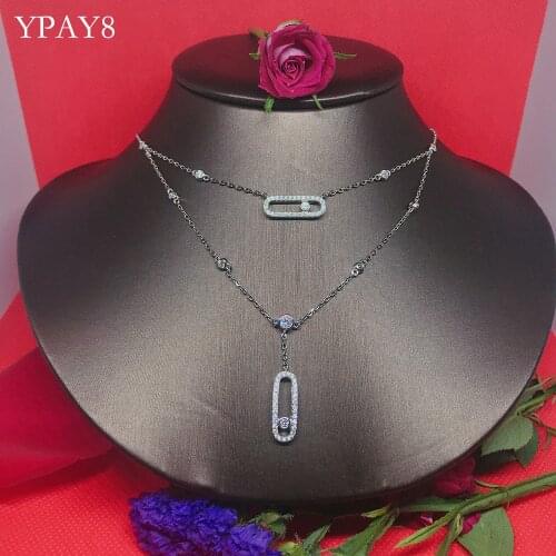 YPAY8 Fashion Summer ladies 925 Sterling Silver Luxury chain Necklace Jewelry Brand Women Wedding Clavicle chain Jewelry