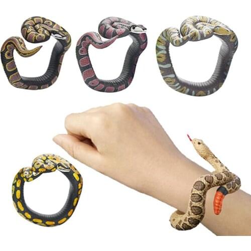 1 Pc Simulation PVC Terrorist Python Snake Bracelet Toy Prank Tricks Toy For Halloween Party Supplies Halloween bracelet decors