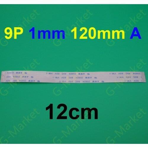 100pcs 9pin FFC FPC flat flexible cable 1.0mm pitch 9 pin A Forward Length 120mm Ribbon Flex Cable AWM 20624 80C 60V VW-1