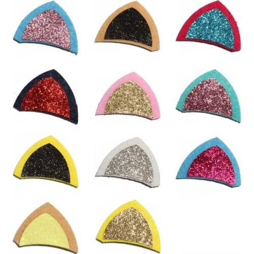 120PCS Newborn Cute Cat Ears Appliques for Kids Hair Clips Fashion Glitter Nonwovens Felt Patches for Girls Hair Accessories