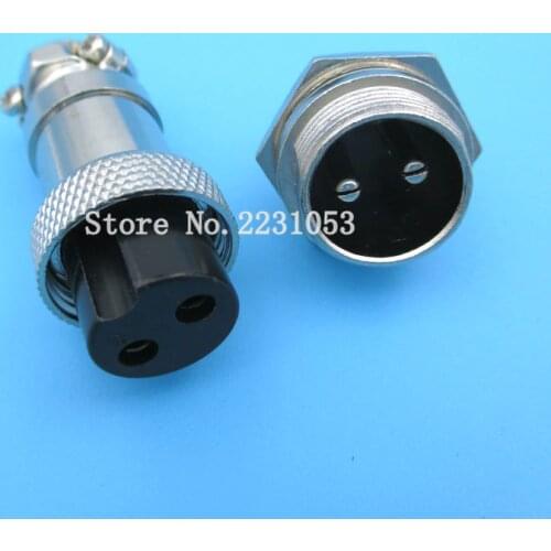 2 Sets/Lot GX16 2 Pins Male & Female Diameter 16mm Wire Panel Connector GX16-2 Circular Connector Aviation Socket Plug