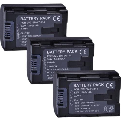 3Pcs BN VG114 Battery for JVC VG108U VG107U VG114U BNVG121 VG138U VG138 VG107E VG121E VG114E VG121 VG114 VG108E BNVG114 VG107