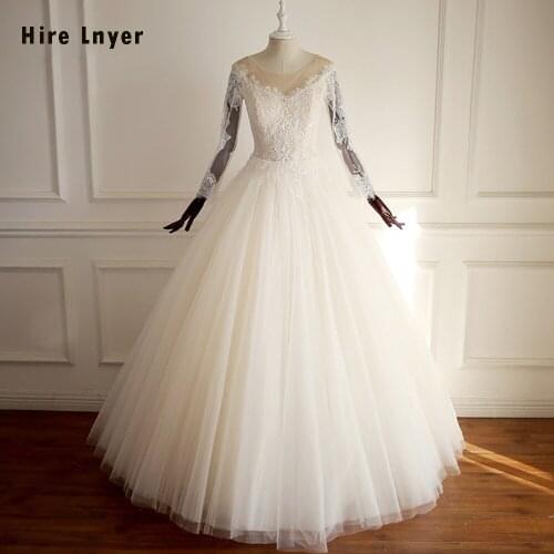 HIRE LNYER Alibaba New Arrive Open Back Long Sleeve Wedding Gowns Robe Mariage Beading Lace Tulle Bridal Dresses Abiti Da Sposa