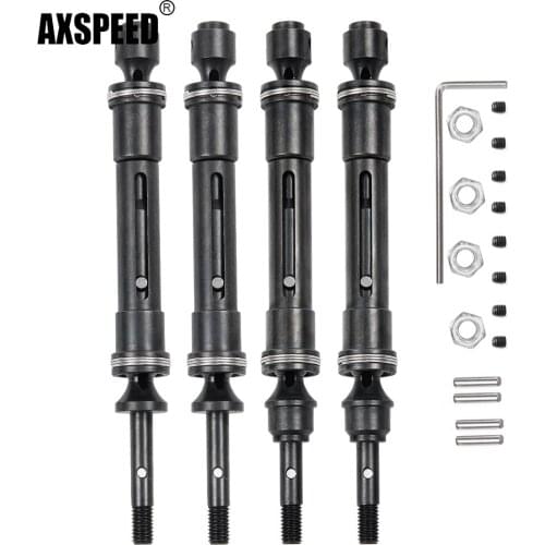AXSPEED 4Pcs 115-138mm Steel Front & Rear Drive Shaft CVD for Traxxas Slash 4X4 Rustler VXL Stampede 1/10 RC Car Upgrade Parts