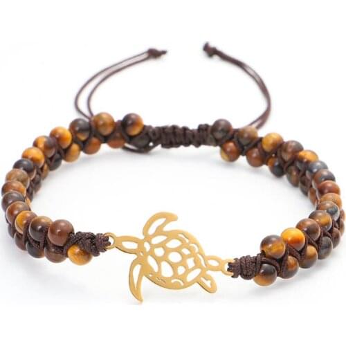 Fashion Natural Stone Bracelet Women Handmade Bracelet & Bangle Tortoise Charm Bracelet Female Jewelry Best Friend Gift QX-30