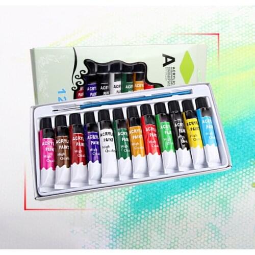 12 Colors Professional Acrylic Paints Brush 12ml Tubes Drawing Painting Pigment Hand-painted Wall Paint for Artist DIY