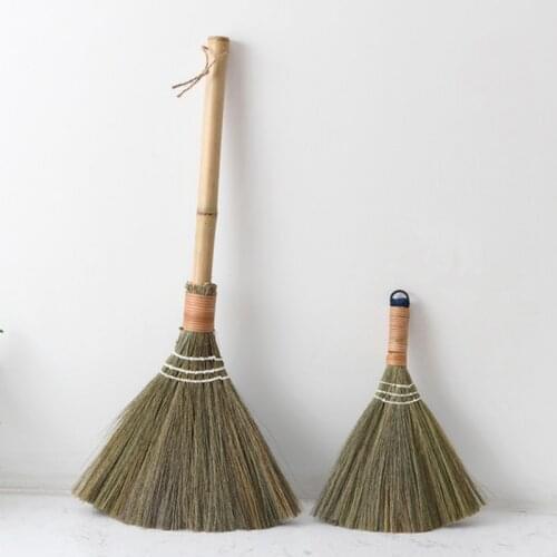 Wooden Dust Broom Hand Brush Floor Sweeping Fur Household Cleaning Sweeper Straw Braided Car Home Garbage Collector Cleaner Tool