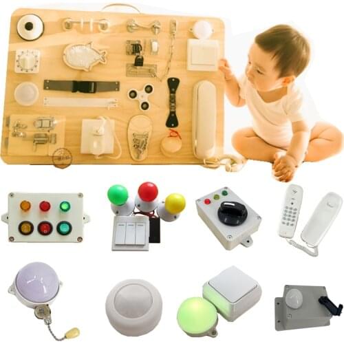 Kids Busy Board DIY Toys Montessori Material Educational Sensory Activity Board Accessories Fine Motor Skill Switch Plug Socket
