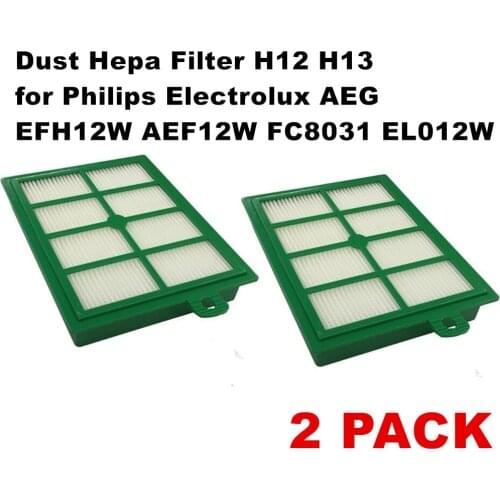 2 PACK Replacement Dust Hepa Filter H12 H13 for Philips Electrolux AEG EFH12W AEF12W FC8031 EL012W Vacuum Clener Parts