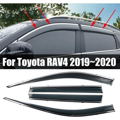 For Toyota RAV4 19-20 Chrome Car Window Visor Sun Shade Rain Guard Deflectors made in china CLIP-ON TYPE