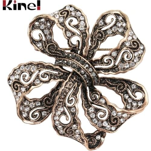 Kinel 2020 New Arrivals Women Hollow Crystal Flower Brooch Pin Vintage Brooches Arabia Paisley Pattern Lapel Corsage Jewelry