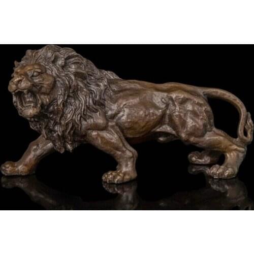 China Folk Bronze Copper Abstract Art Sculpture Fu Foo Dog Lion Statue Figurine