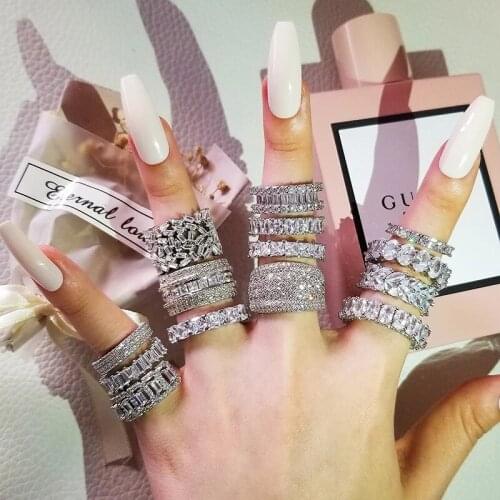 New 2021 Minimalist Thin Rings for Women Wedding Brilliant Cubic Zircon High Quality Versatile Female Finger Ring Jewelry