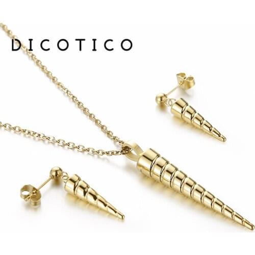 Fashion Spiral Jewelry Set Bijoux Femme Chain Stainless Steel Pendant Necklaces Earrings Sets Accessories Women Choker Gifts