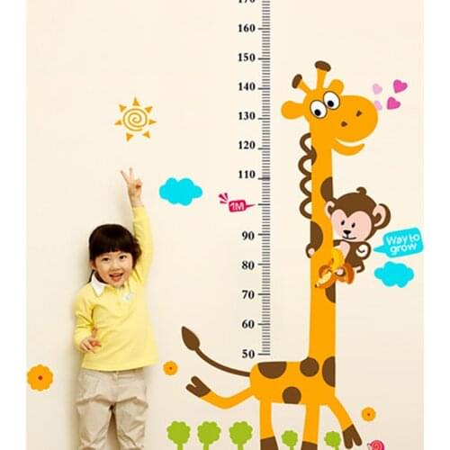 Height Ruler Home Decoration Sticker wallpaper Vinilos Paredes Kids Height Chart Wall Sticker Home Decor Cartoon Giraffe