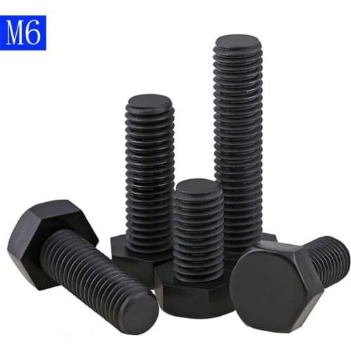 M6 x 1.0 Black Plastic Nylon External hex Black Plastic Nylon Hexagon Head Cap Set Screws bolts DIN 933