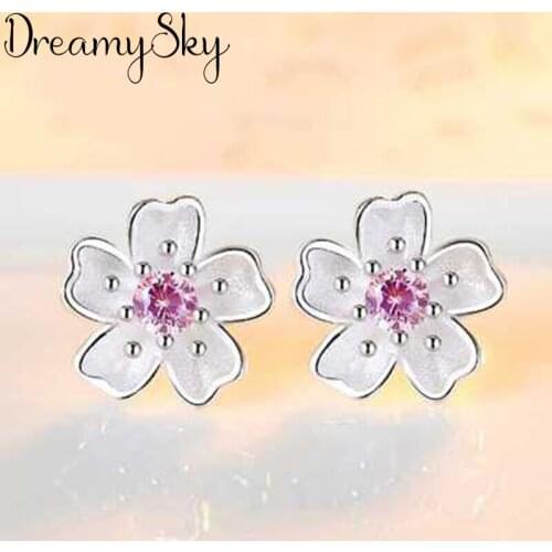 Fashion Jewelry Silver Color Cheery Flower Earrings For Women Ladies Earrings Girls Party Gifts Brincos